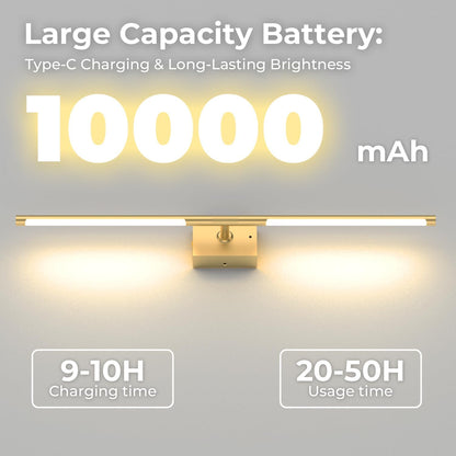 Battery Operated Wall Sconce Set of Two - 10000mAh Cordless Rechargeable Wall Sconces with Remote & Touch Control, 360°Rotate, 4CCT Dimmable Gold Wall Lights for Bedroom Living Room, 31.5 inch