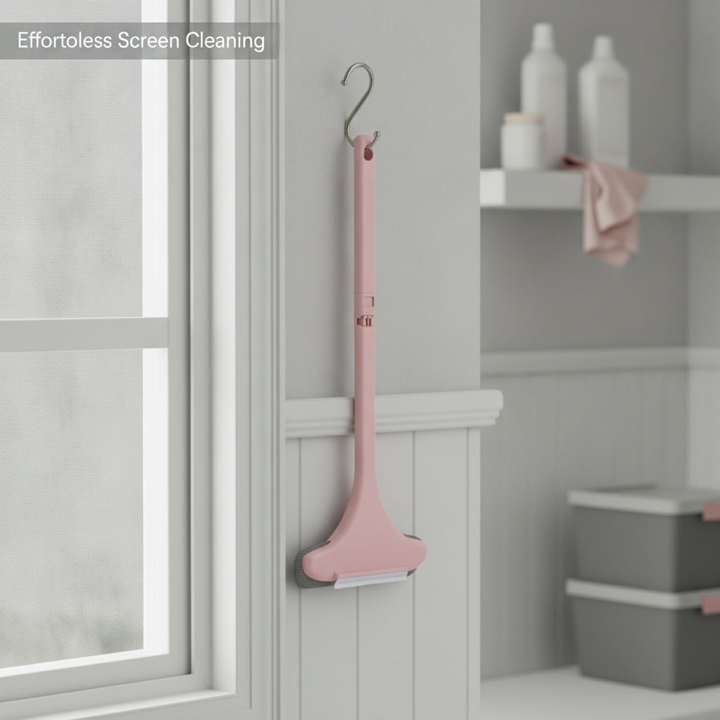 Versatile Double-Sided Screen & Glass Cleaning Brush, Multipurpose Mesh Tool for Fixed Windows, Durable PP Plastic