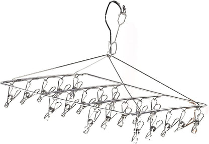 Stainless Steel Sock Drying Rack, Multi Clip Clothes Drying Rack Underwear Hanger Sweater Drying Rack Sock Clips Hang Dry Clothes Rack for Socks, Underwear (No Loop Round)