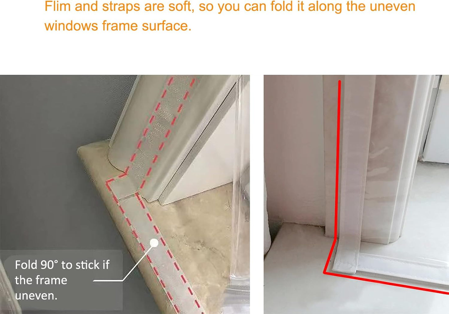 Adjustable Window Insulation Kit 47inX63in(120X160cm) for Winter Keep Cold Out,cuttable Transparent Film 180㎛ Thickness,Easy to Open for Ventilation,Reusable Plastic Window wrap