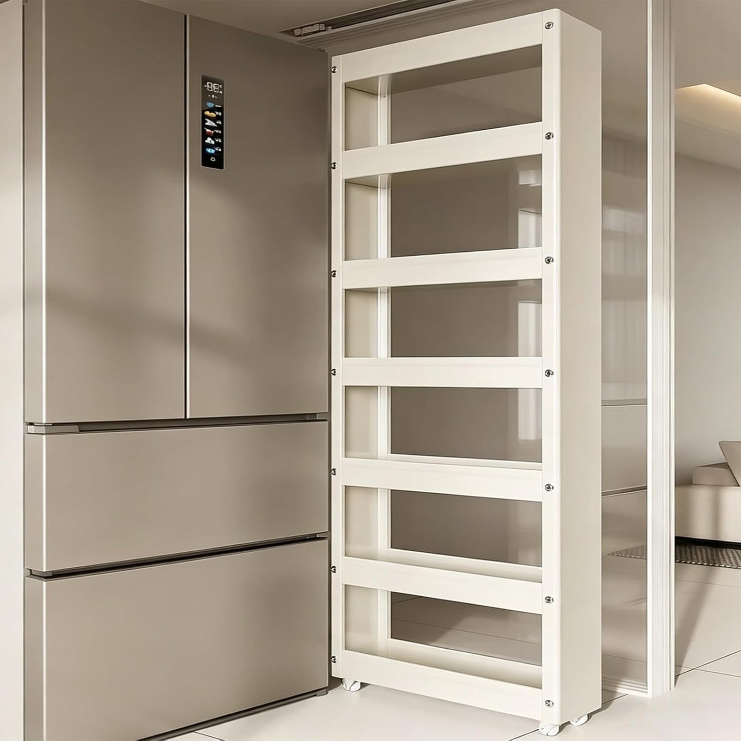 Slim Storage Cart with Multi-Width Options, Carbon Steel Rolling Utility Cart, Narrow Gap Organizer for Kitchen Next to Fridge, Bathroom, Laundry Room(Gray 6-Tier 5.9" W x 66.9" H) - Colors A