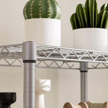Golpart 4 Tier Adjustable Storage Shelves Metal Utility Shelf Wire Shelving Unit Organizer Rack for Home Kitchen Office Bathroom Pantry Room 12" D x 18" W x 44" H