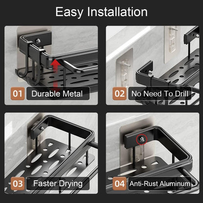 Self Adhesive Sponge Holder, Kitchen Wall Mount Sink Caddy Aluminum Drying Drain Rack Storage,Peeler, Brush, Soap, Cloth Rag,Towel Organizer with Removable Drip Tray for Countertop,No Drilling