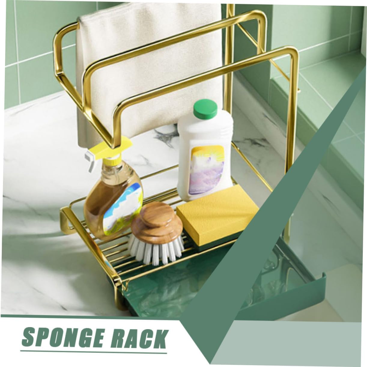 ABOOFAN Wall Hanging Drain Rack Kitchen Storage Drying Rack Practical Iron Sponge Duster Holder Space Saving Wall Mount Organizer for Cleaning Tools Finish