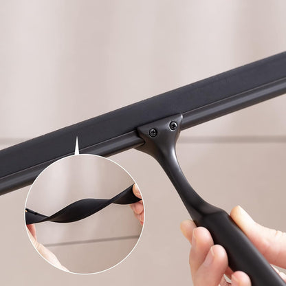 Ettori Shower Squeegee Clear Glass Wall Cleaner Stainless Steel with Suction Storage Hook -10'', Chrome