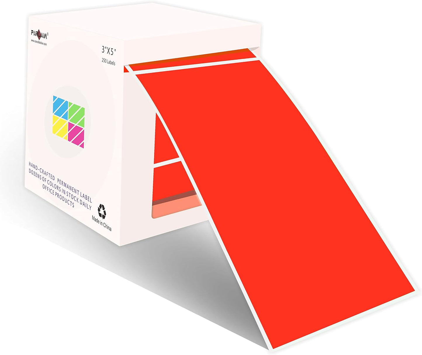 PARLAIM 3 X 5 Inch Rectangle Adhesive Color Coding Stickers,Square Inventory Stickers -250 Per Dispenser Box (Fluorescent Green)