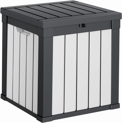 PatioZen 100 Gallon Resin Deck Box, Lockable Patio Outdoor Storage Box for Furniture, Garden Tools and Tools Storage, Waterproof Outside Storage Boxes - Black