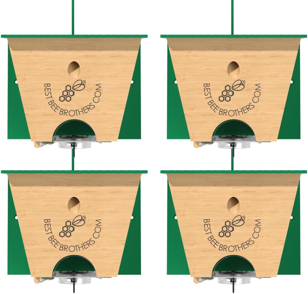 Best Bee Brothers Turbo Trap 2.0, Professional-Grade Carpenter Bee Trap for Outside with Bee Vault, Large Viewport & Spring-Loaded Door, 4.1” W x 4.8” H x 5.9” D