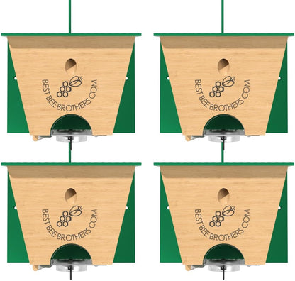 Best Bee Brothers Turbo Trap 2.0, Professional-Grade Carpenter Bee Trap for Outside with Bee Vault, Large Viewport & Spring-Loaded Door, 4.1” W x 4.8” H x 5.9” D