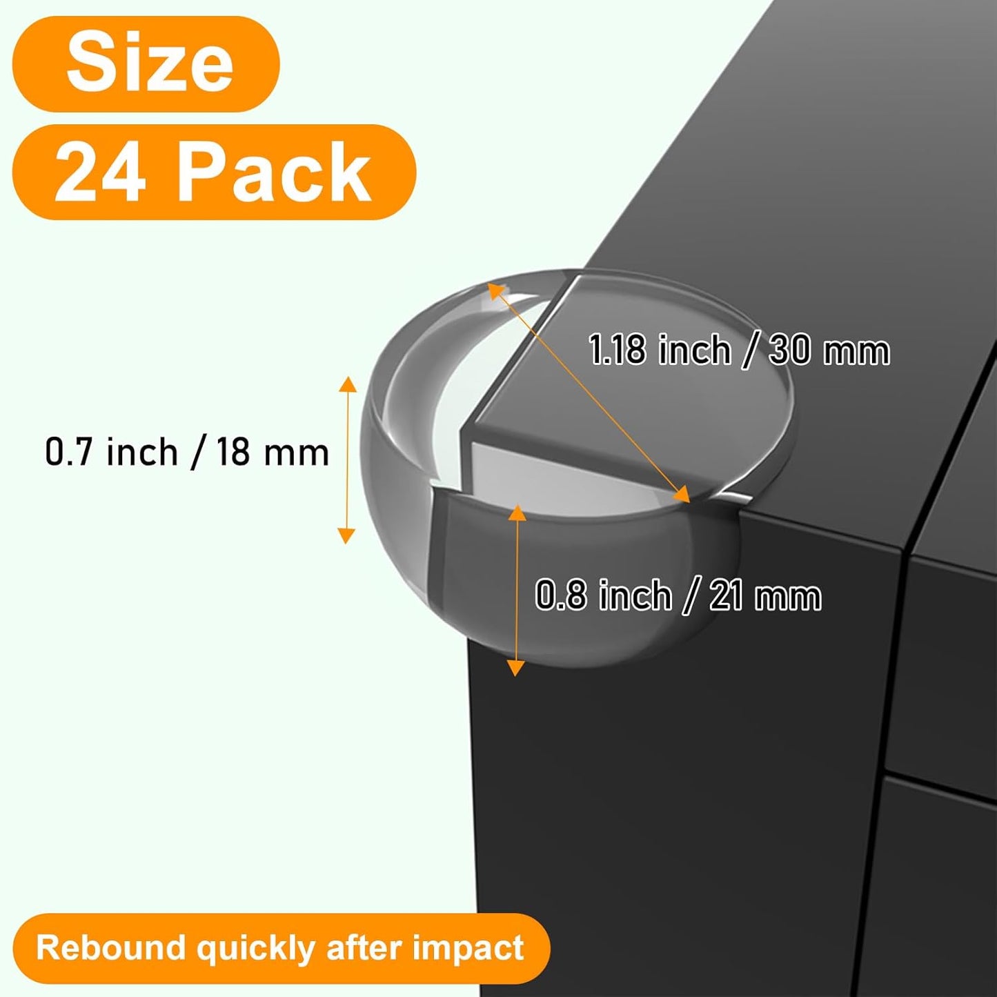 24 Pack Clear Table Corner Guards – Baby Proof Edge Protectors, Heavy Duty Transparent PVC Bumpers for Furniture, Self-Adhesive Corner Covers for Glass, Wood, Marble Countertops