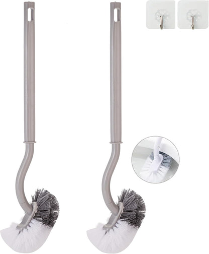 2 Pack Curved Toilet Bowl Brush Without Holder for Bathroom, Compact Toilet Brush Durable Under The Rim Household Deep Cleaning Brushes (White Toilet Brush Without Holder)