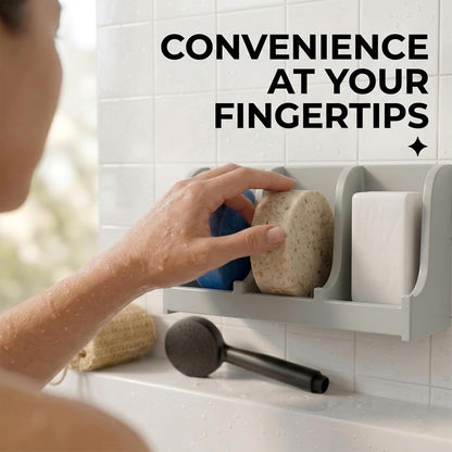Soap Holder for Shower Wall, 3-Compartment Soap Dish for Shampoo, Conditioner and Body Soap, Fast Draining & Rust-Proof & Heavy Duty, Ultra-Strong Adhesive for Long-Term Bathroom Use & Freestanding