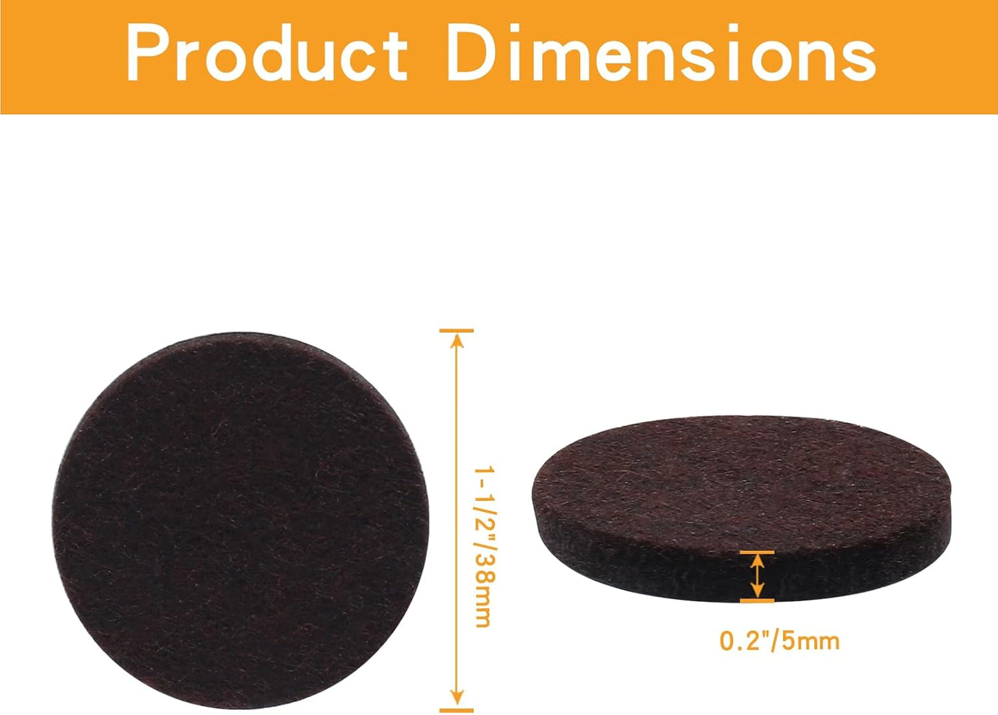 16 Pcs 3"/75mm Felt Furniture Pads Brown Round Self Adhesive | 5mm Thick, Anti Scratch Floor Protectors, For Furniture Feet Chair Legs