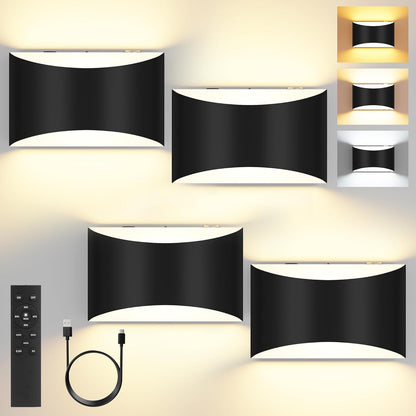 FOLKSMATE Battery Operated Wall Sconces Set of 2, 8000mAh Rechargeable Remote & Touch Control Wall Lamps, 3 Color Temperatures, Timer Dimmable Light for Bedroom, Living Room, Hallway