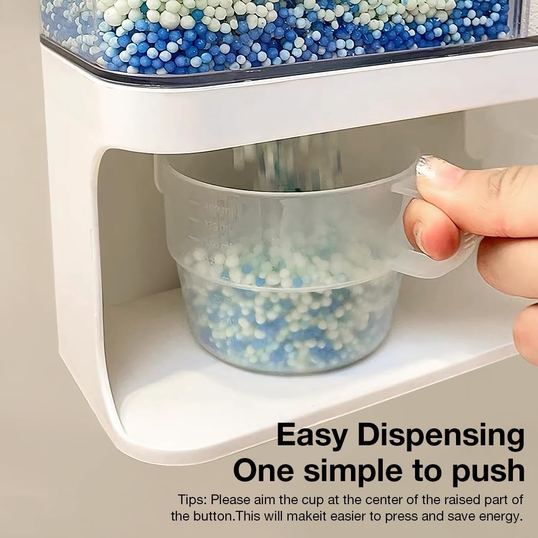 Conworld Laundry Detergent Dispenser, Wall Mounted Laundry Beads Dispenser for Scent Booster Beads, Stain Remover Powder, Bath Salts, Rice, Beans Grain and Dry Food, Laundry Scent Booster Container