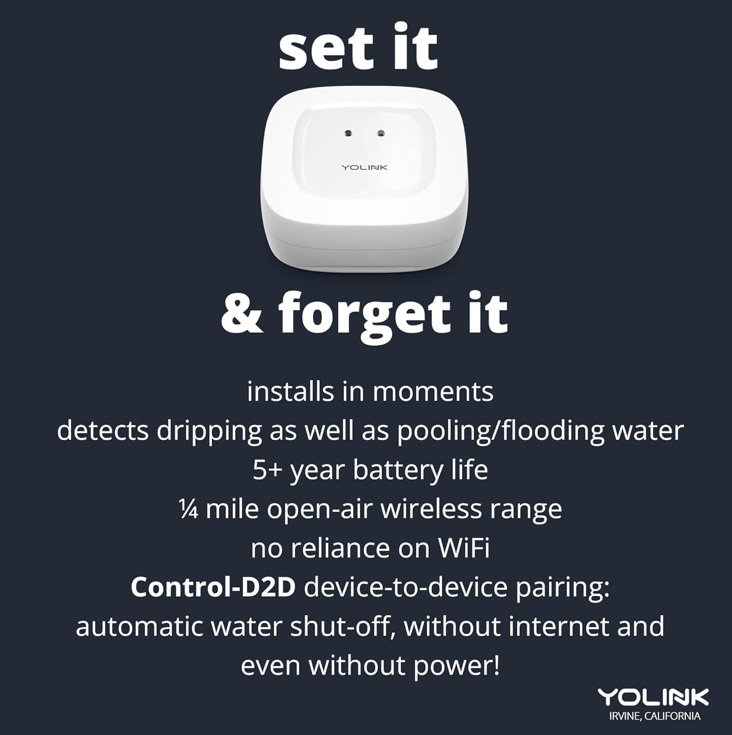 YoLink Water Leak Starter Kit: Hub + 4 Leak Sensor 1 (Silent), LoRa Long-Range, App/SMS/Email Alerts, D2D Offline Triggers, 2 AAA Up to 5-Year Battery, Compatible with Alexa/IFTTT/Home Assistant