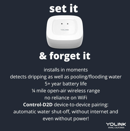 YoLink Water Leak Starter Kit: Hub + 4 Leak Sensor 1 (Silent), LoRa Long-Range, App/SMS/Email Alerts, D2D Offline Triggers, 2 AAA Up to 5-Year Battery, Compatible with Alexa/IFTTT/Home Assistant