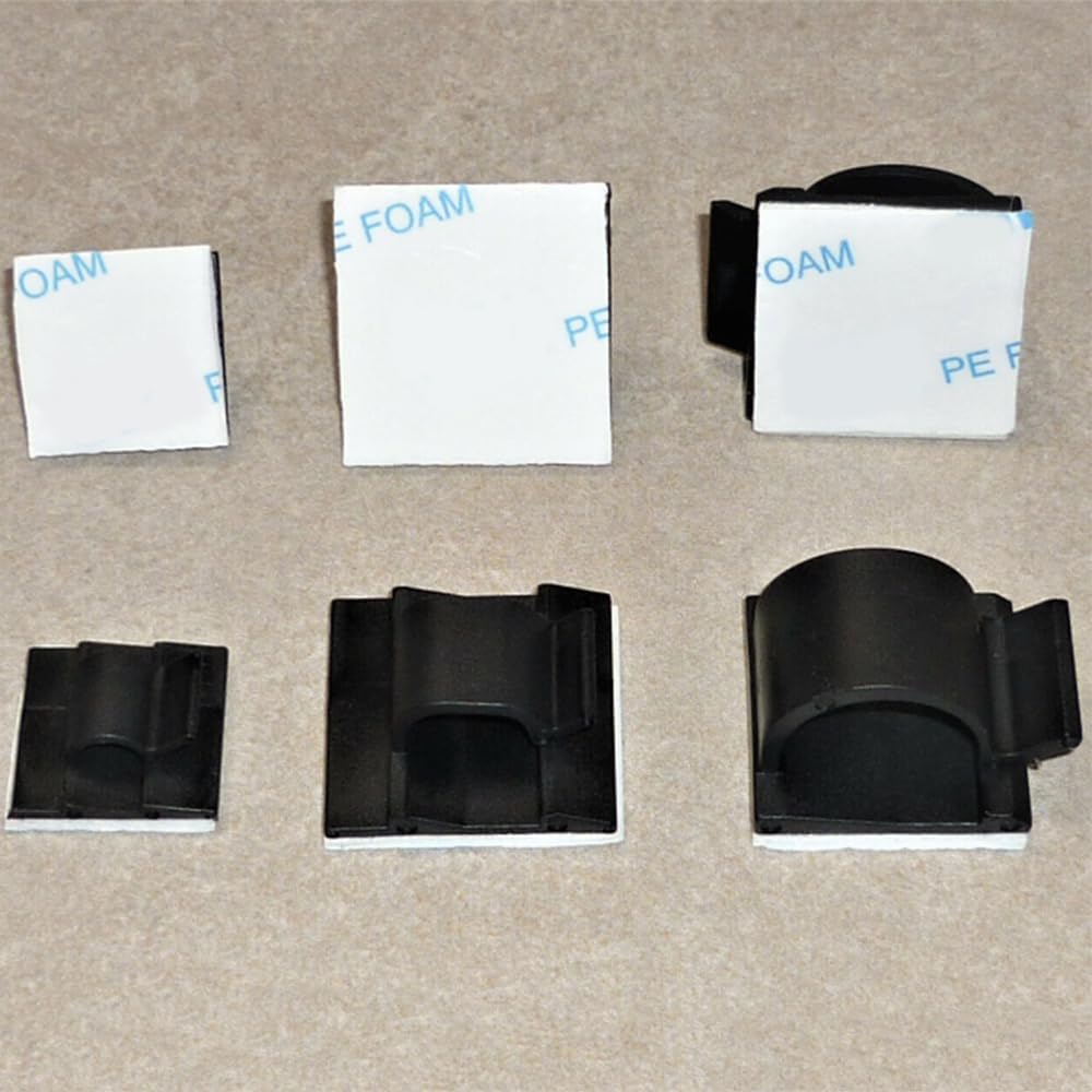 10 Pcs Adhesive Cable Clips,Black 14mm Cable Management Clips with Acrylic Backing, Self-Adhesive Wire Organizer for Cables, Cords and LED Strips