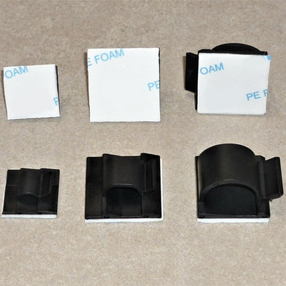 10 Pcs Adhesive Cable Clips,Black 14mm Cable Management Clips with Acrylic Backing, Self-Adhesive Wire Organizer for Cables, Cords and LED Strips