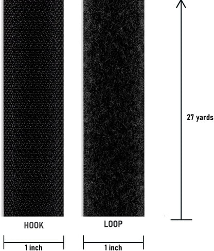 1 inch Black Hook and Loop Tape 1 Yd Self Adhesive Tape Sticky Back Heavy Duty Fastener Ideal for Window Fixing Net Carpets DIY Project Handmade Craft Home Office