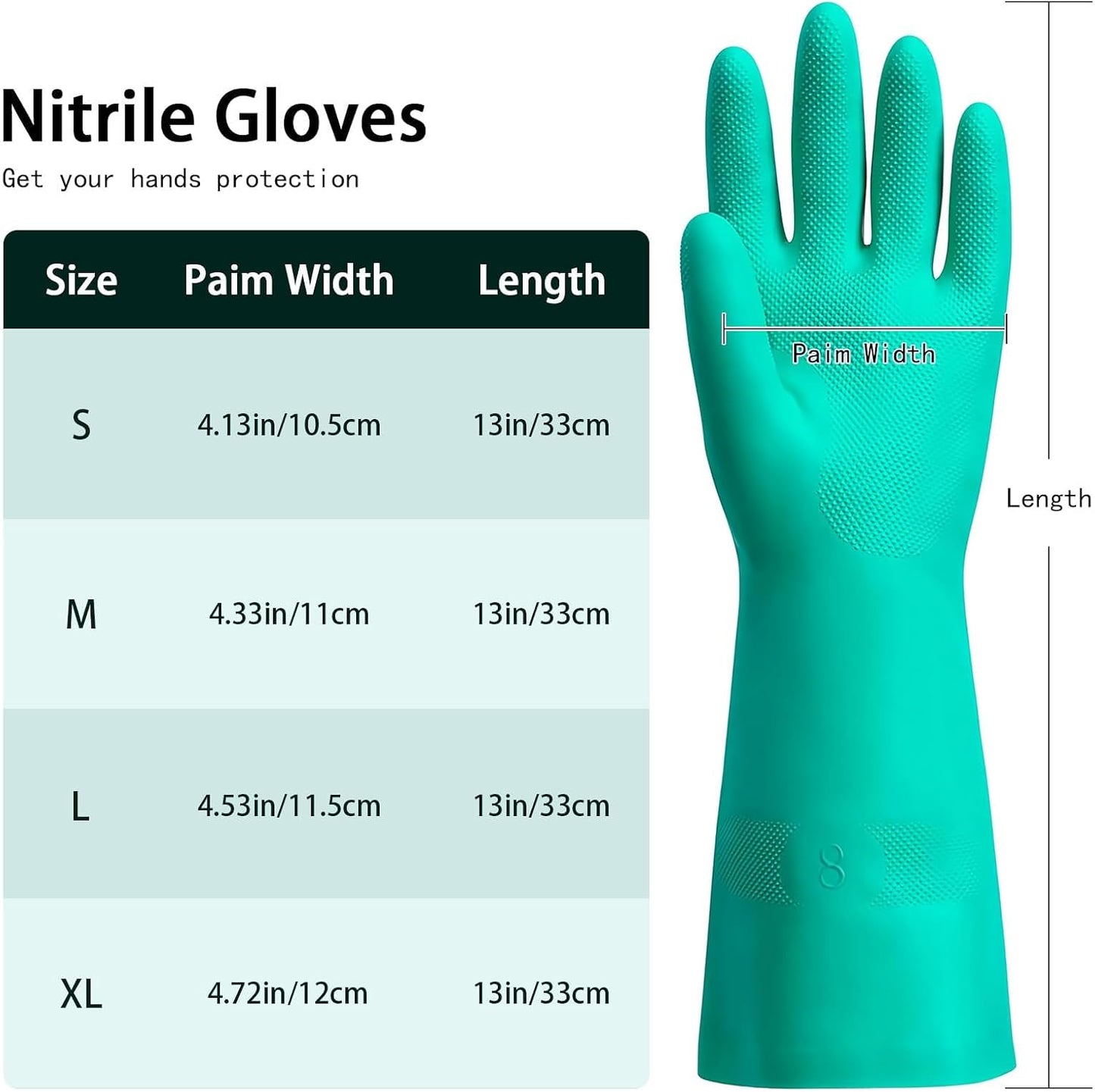 15 Mil Chemical Resistant Nitrile Gloves, Latex free Durable Cleaning Gloves, Resist Acid, Alkali, Solvent and Oil