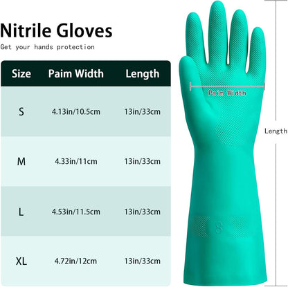 15 Mil Chemical Resistant Nitrile Gloves, Latex free Durable Cleaning Gloves, Resist Acid, Alkali, Solvent and Oil