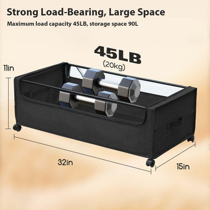 FOUCSSOMEI Under Bed Storage with Wheels, Under The Bed Storage Drawers On Wheels, Rolling Underbed Drawers, Lockable, Heavy Duty