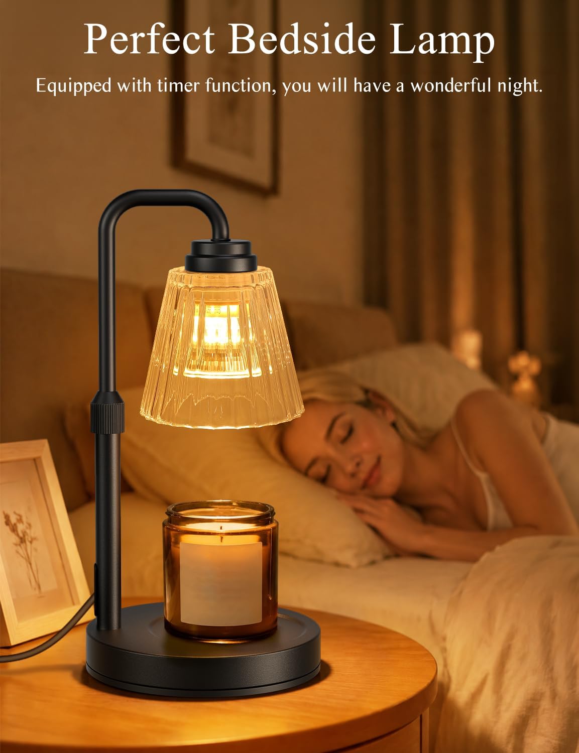 Candle Warmer Lamp with Timer, Dimmable Candle Warmer for Jar Candles, Height Adjustable Wax Melts Warmer, Birthday Gifts for Women Mom, House Warming Gifts New Home Decor
