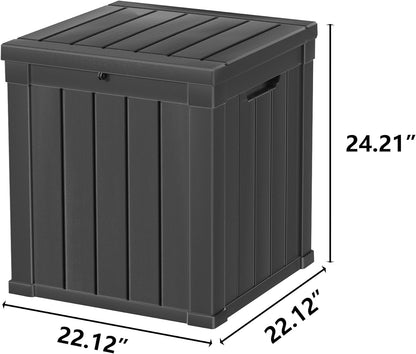 LAUSAINT HOME 320 Gallon Resin Deck Box, Package Delivery Box with Lockable Lid, Waterproof Outdoor Storage Box For Garden Tools, Patio Cushions(320 Gallon,Black)