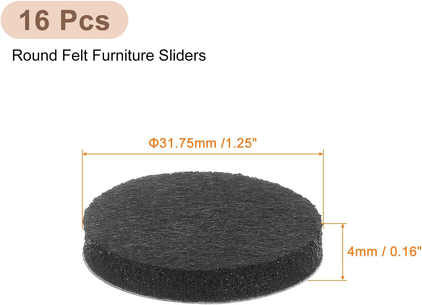 uxcell Furniture Pads, 36Pcs 0.5" - Round Self Adhesive Felt Furniture Pads, Floor Protectors for Furniture Feet Chairs Legs Hardwood Floors (Black)