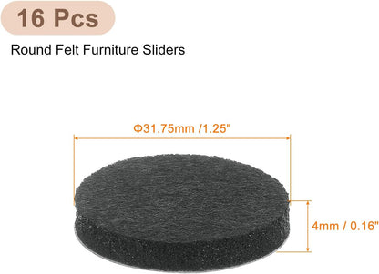 uxcell Furniture Pads, 36Pcs 0.5" - Round Self Adhesive Felt Furniture Pads, Floor Protectors for Furniture Feet Chairs Legs Hardwood Floors (Black)