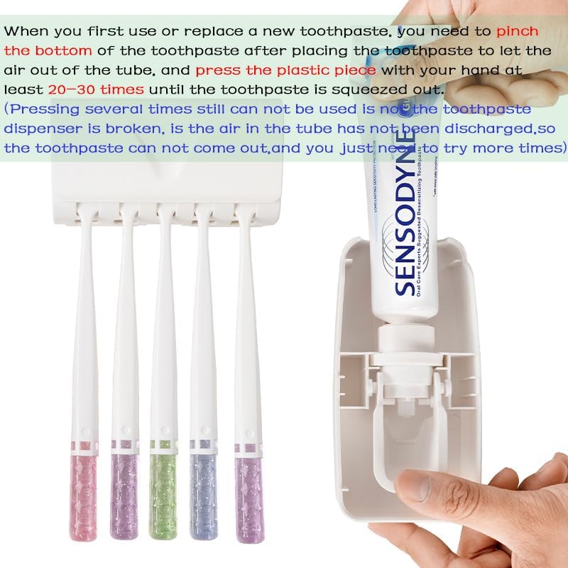 Toothbrush Holder and Toothpaste Dispenser Set, Automatic Toothpaste Squeezer Dispenser, Dispenser Toothpaste Squeezer Kit, Wall Mounted Bathroom Accessories (Black)