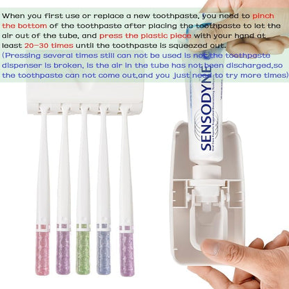 Toothbrush Holder and Toothpaste Dispenser Set, Automatic Toothpaste Squeezer Dispenser, Dispenser Toothpaste Squeezer Kit, Wall Mounted Bathroom Accessories (Black)