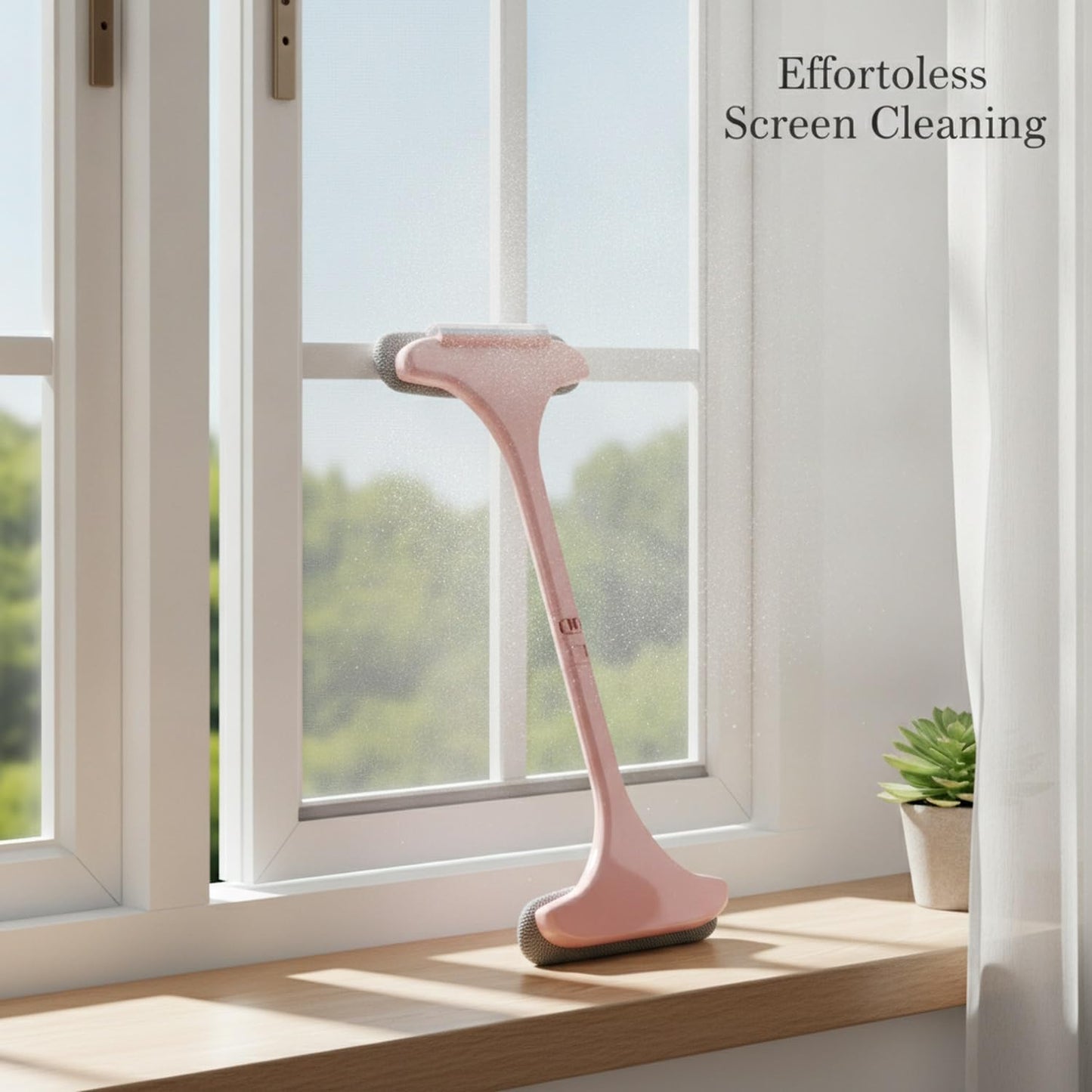 Clean Fixed Window Screens Without Removal: Double-Sided Mesh Brush Tool, Durable PP Plastic