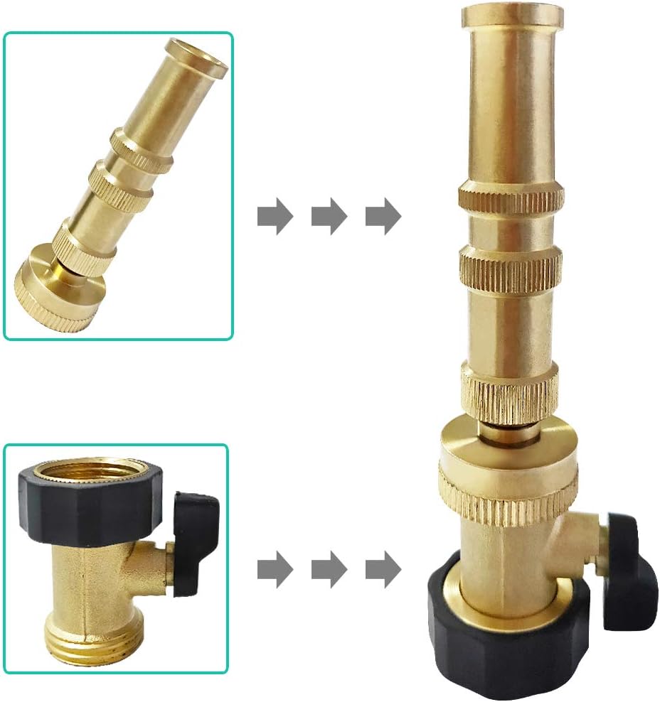 HQMPC Heavy Duty Brass Shut Off Valve Big Flow,Garden Hose Shut Off Valve For Garden Lawn Irrigatiion Garden Hose Connector Big Handle Easy Turn On Off (2PCS) +4 Extra Pressure Washers