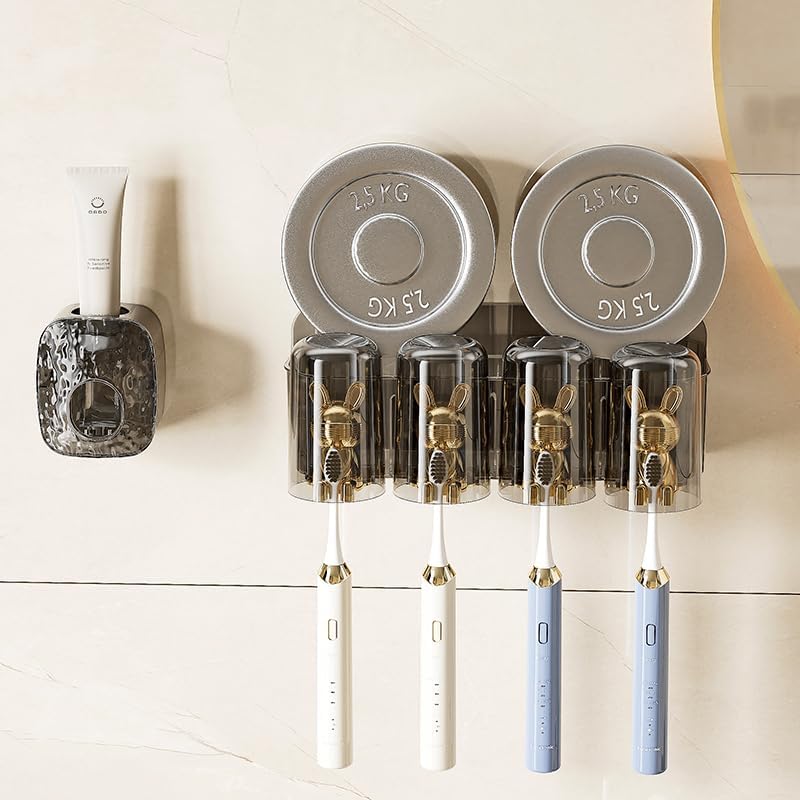 HIENIXA Toothbrush Holders for Bathrooms Wall Mounted Toothbrush Holder with 4 Large Storage Slot Tooth Brush Holder 4-Cup