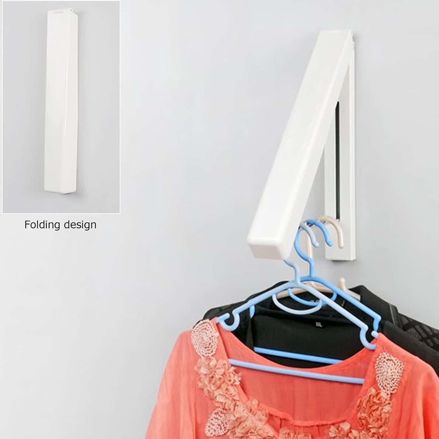 Wall Mounted Drying Rack, Multifunctional Folding Clothes Hanger, Heavy Duty Space Saving Design for Home, Office, Bathroom, Balcony
