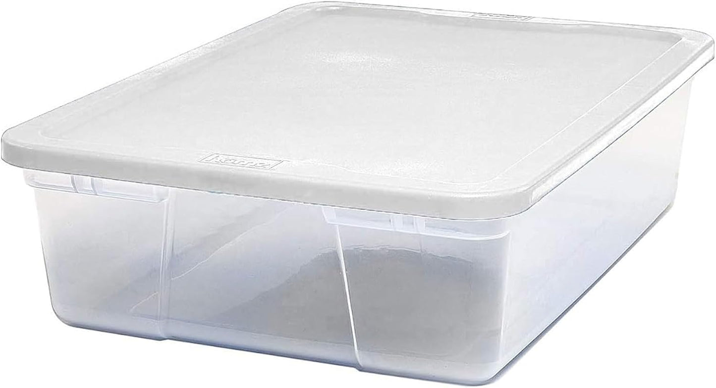 HOMZ 2-Pack Snaplock, Small Clear Plastic Storage Organizer Bins w/ Lids, 28 Quart, Gray - Stackable Container Boxes for Bedroom, Bathroom, Garage, and Office Organization