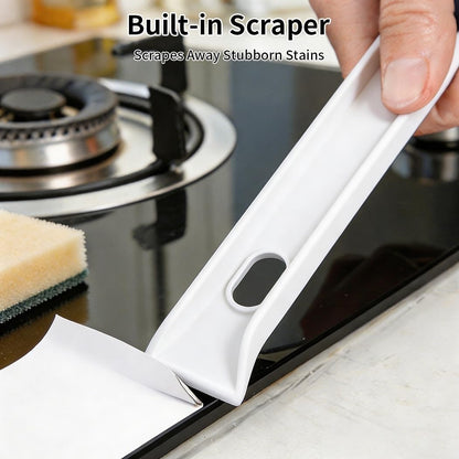 3-in-1 Grout Brush and Crevice Cleaner,with V-Shaped Bristles & Hair Clip-Multi-Surface Gap Cleaning Tool for Bathroom Tiles,Kitchen,Window Tracks,and Narrow Corners (White)