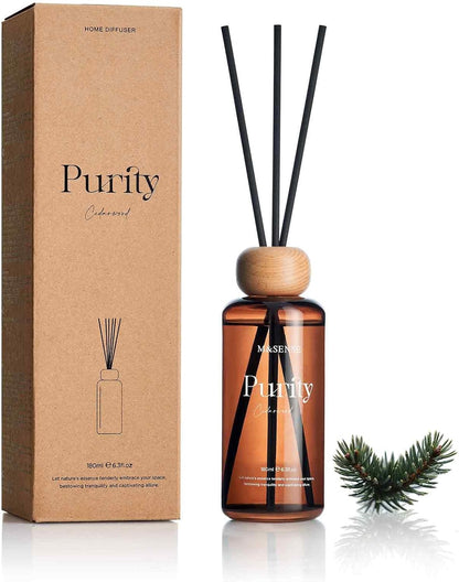 M&SENSE Reed Diffuser Set, Jasmine Sandalwood Scented 6.3 fl oz Natural Essential Oil Diffusers with Sticks, Non-Toxic Organic Air Freshener, Long-Lasting Fragrance Oils for Home Bathroom Living Room