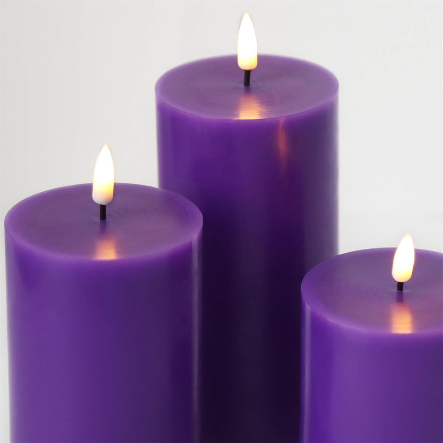 Black Flameless Pillar Candles with Remote, Flickering LED Wax Candles Battery Operated Set of 3