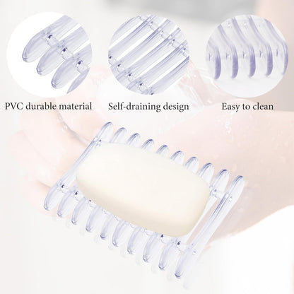 2 Pcs Plastic Bar Soap Holder Soap Tray Non-Slip Soap Saver Self Draining Soap Dish for Bar Soap Clear Soap Dryer for Shower Bathroom Kitchen Restaurant Counter