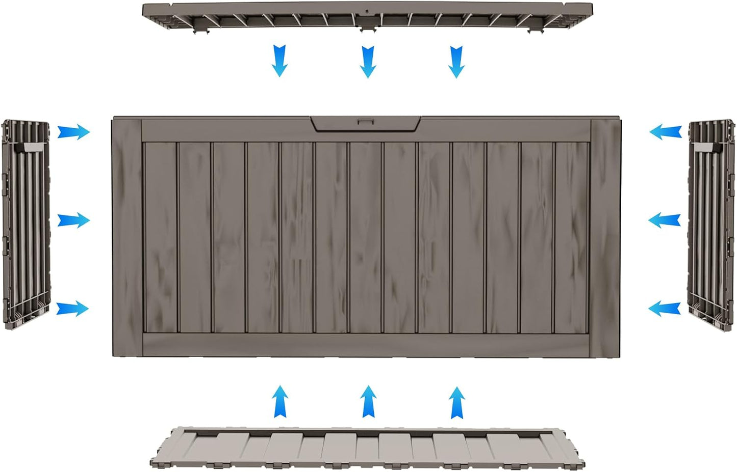 LAUSAINT HOME 320 Gallon Resin Deck Box, Package Delivery Box with Lockable Lid, Waterproof Outdoor Storage Box For Garden Tools, Patio Cushions(320 Gallon,Black)