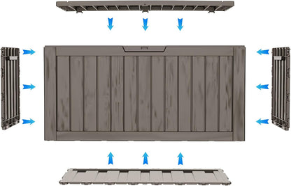LAUSAINT HOME 320 Gallon Resin Deck Box, Package Delivery Box with Lockable Lid, Waterproof Outdoor Storage Box For Garden Tools, Patio Cushions(320 Gallon,Black)