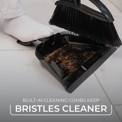 O-Cedar Strong Sweep Broom and Dustpan Set with Detail Brush | Indoor Outdoor Heavy Duty Stiff Bristle Broom | Step-On Dust Pan