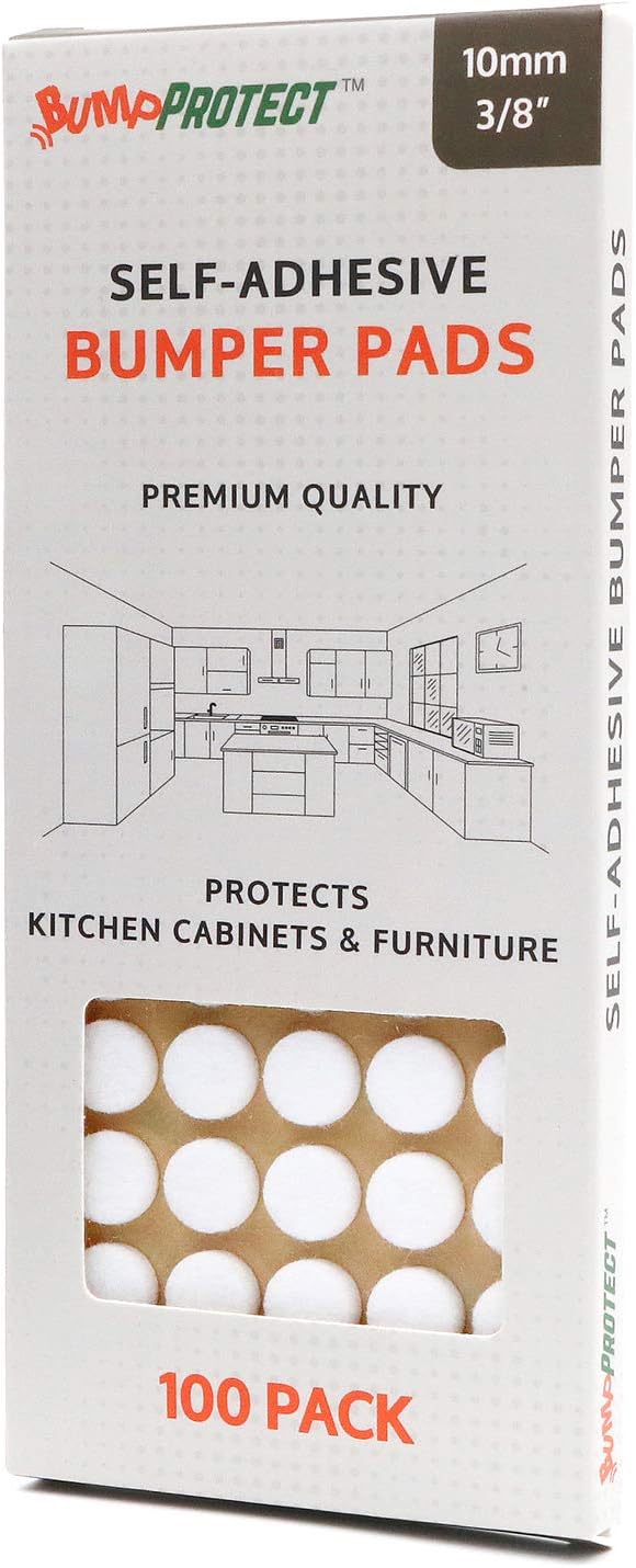 Furniture Felt Pads 3/8" (10mm) Diameter Round 3M Self Adhesive Protects Kitchen Cabinets, Drawers, Desks and Furniture Against Bumps and Scratches 100 Pack - Grey