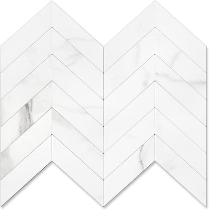 STICKGOO 10-Sheet Herringbone Tile Peel and Stick Backsplash, Beige Mixed Metal Gold PVC Stick on Backsplash, Self Adhesive Wall Tile for Kitchen and Bathroom