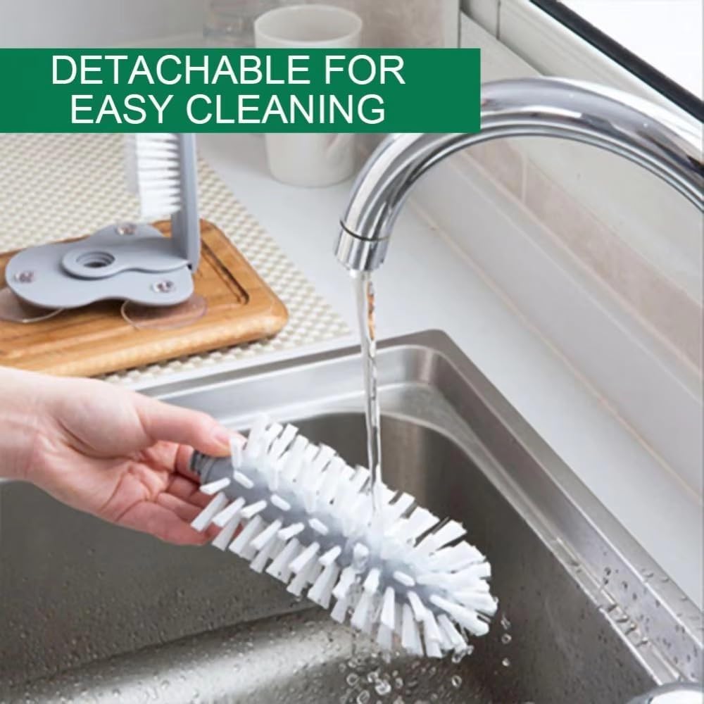 Water Bottle Cleaning Glass Washer Brush Cup Sink Washer Brush with Suction Base Bristle Brush for Beer Cup, Long Leg Cup, Red Wine Glass and More Bar Sink Brushes Cup Brush Bar Kitchen Tool