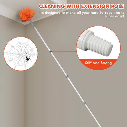 Ceiling Fan Cleaner, Extended Duster with Aluminum Pole, Adjusts 15 to 72 Inch for Cleaning Bookshelves, Window Tops