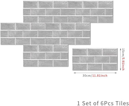 12-Sheet White Peel and Stick Wallpaper, Subway Tile 6''x12'' Self Adhesive Wall Tiles Waterproof PVC Stick on Backsplash Vinyl Decorative Tiles Stickers for Kitchen Bathroom